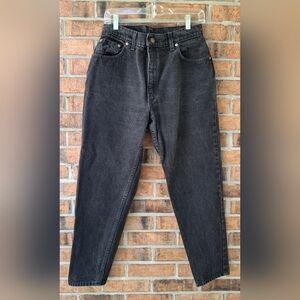 Vintage 1996 Levi's 551 Relaxed Fit High Waist Tapered Leg Black Denim Jeans 12P